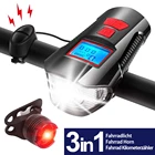 5 режимов водонепроницаемый велосипедный светильник USB зарядка велосипедный передний светильник вспышка светильник на руль велосипедный головной светильник измеритель скорости ЖК-экран