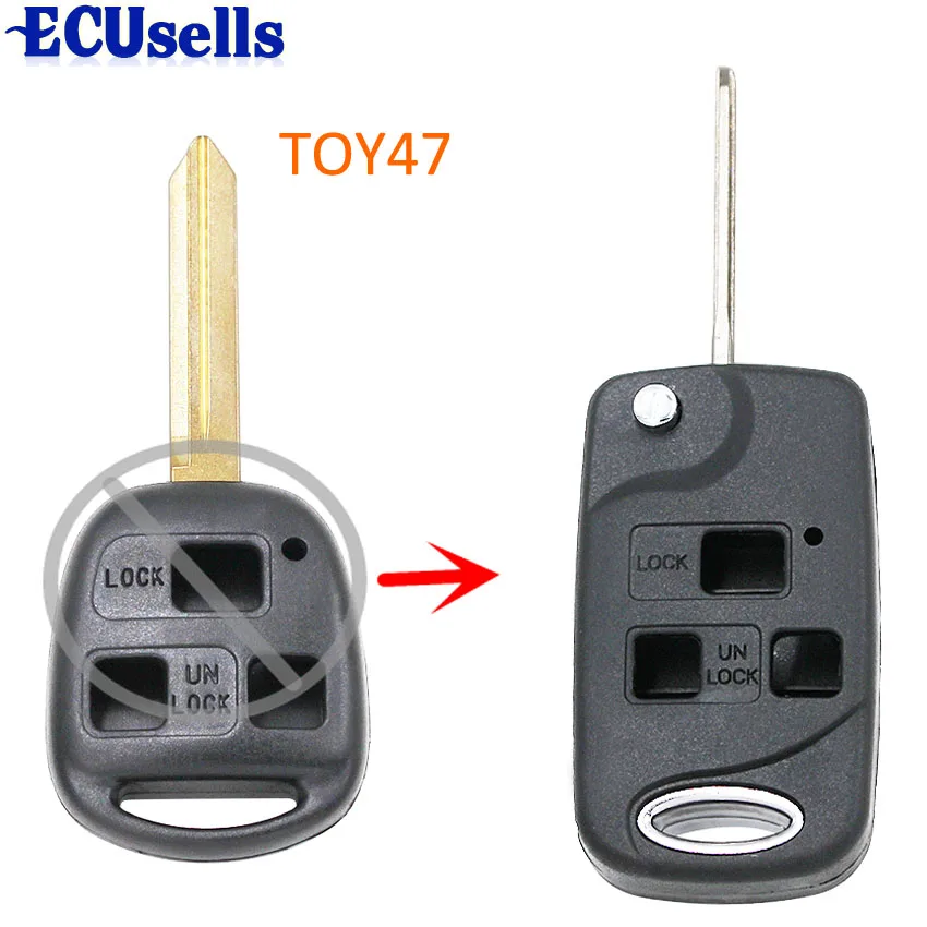 3 кнопки для Toyota YARIS RAV4 TOWN ACE AVALON SIENNA Флип брелок чехол для ключей с лезвием TOY47