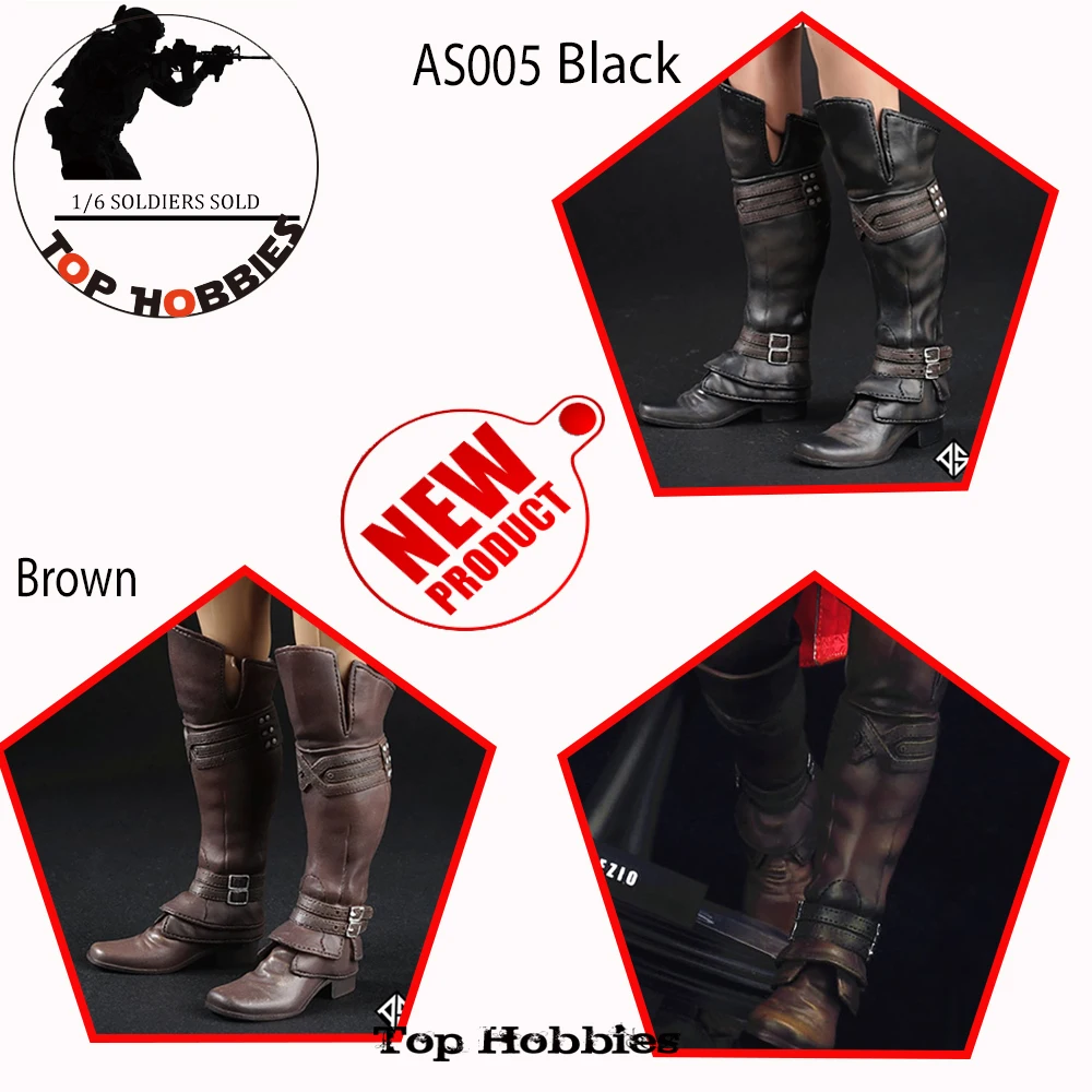 

Action Figure Anime 1/6 Scale Soldier Clothes Accessories AS005 Men's Long Boots Combat Boots Shoes Model Long High Tube W Feet