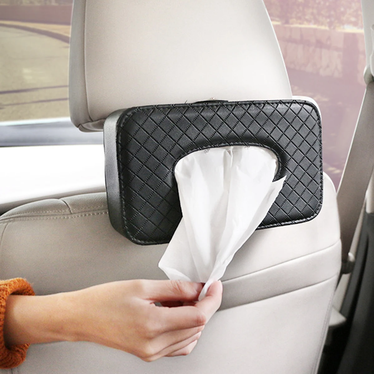 SeynLi автомобильная коробка для салфеток держатель из искусственной кожи Черная