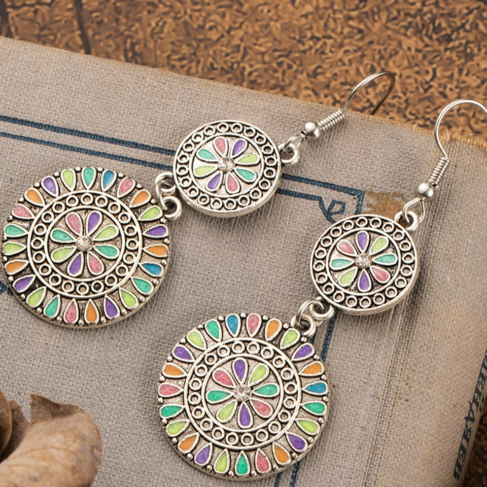 Этнические Большие Длинные Серьги Капли Воды для Женщин Чешские Старинные