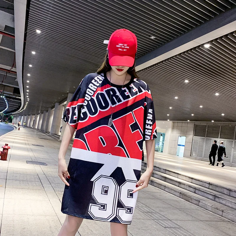 

Cartoon print tee tshirt women 2021 Long T-shirt Alphabet printed T-shirt women 2021 streetwear women top plus size Tops kawaii