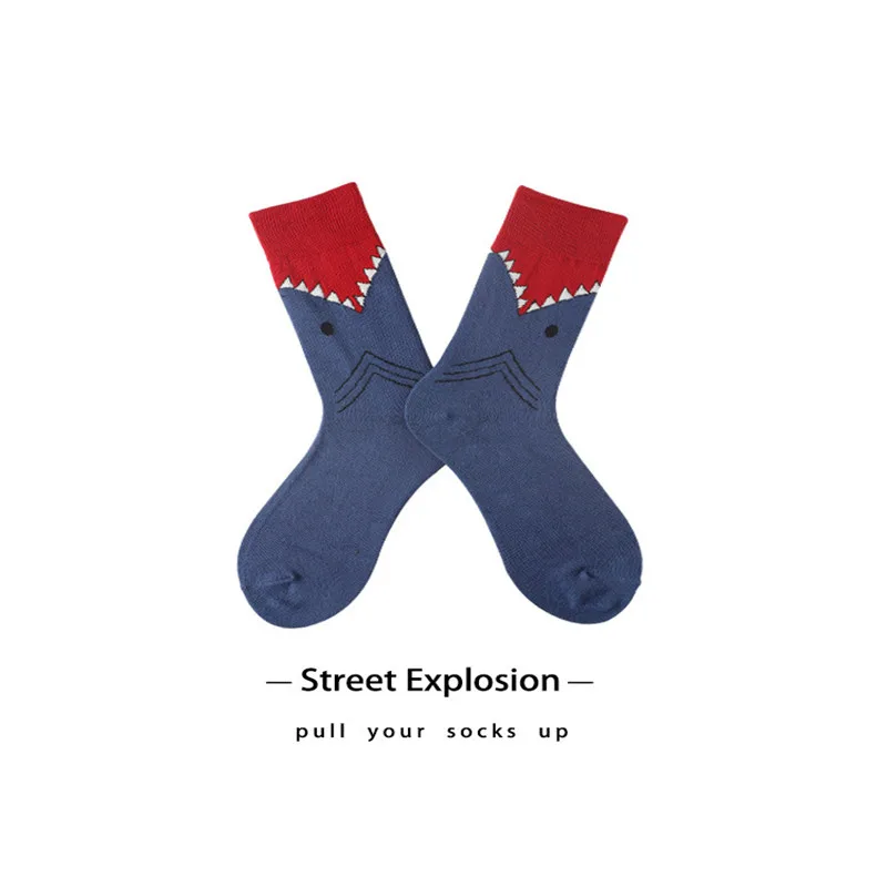 

Cozy Combed Cotton Personality Long Socks Men Women Winter Funny Shark College Style Sports Casual Long Unisex Socks Streetwear