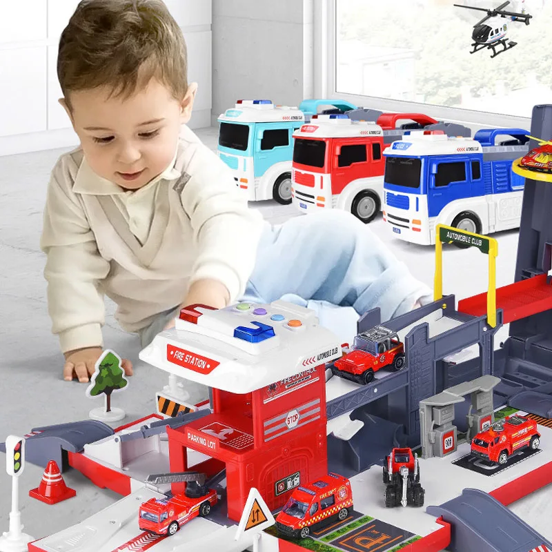 

Large Size Container Truck Rail Car Racing Tracks Electronic Car Toys Model Building Kits Assembly toys for Children Gifts