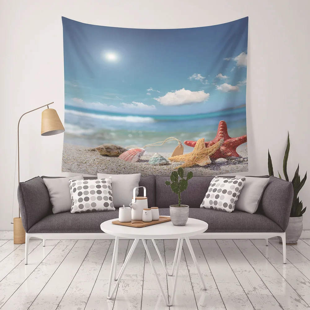 

Yaapeet 1 шт. пляжная живописная печать настенная подвеска полиэстер вечевечерние НКА настенный гобелен красочный жаккард подвесной гобелен к...