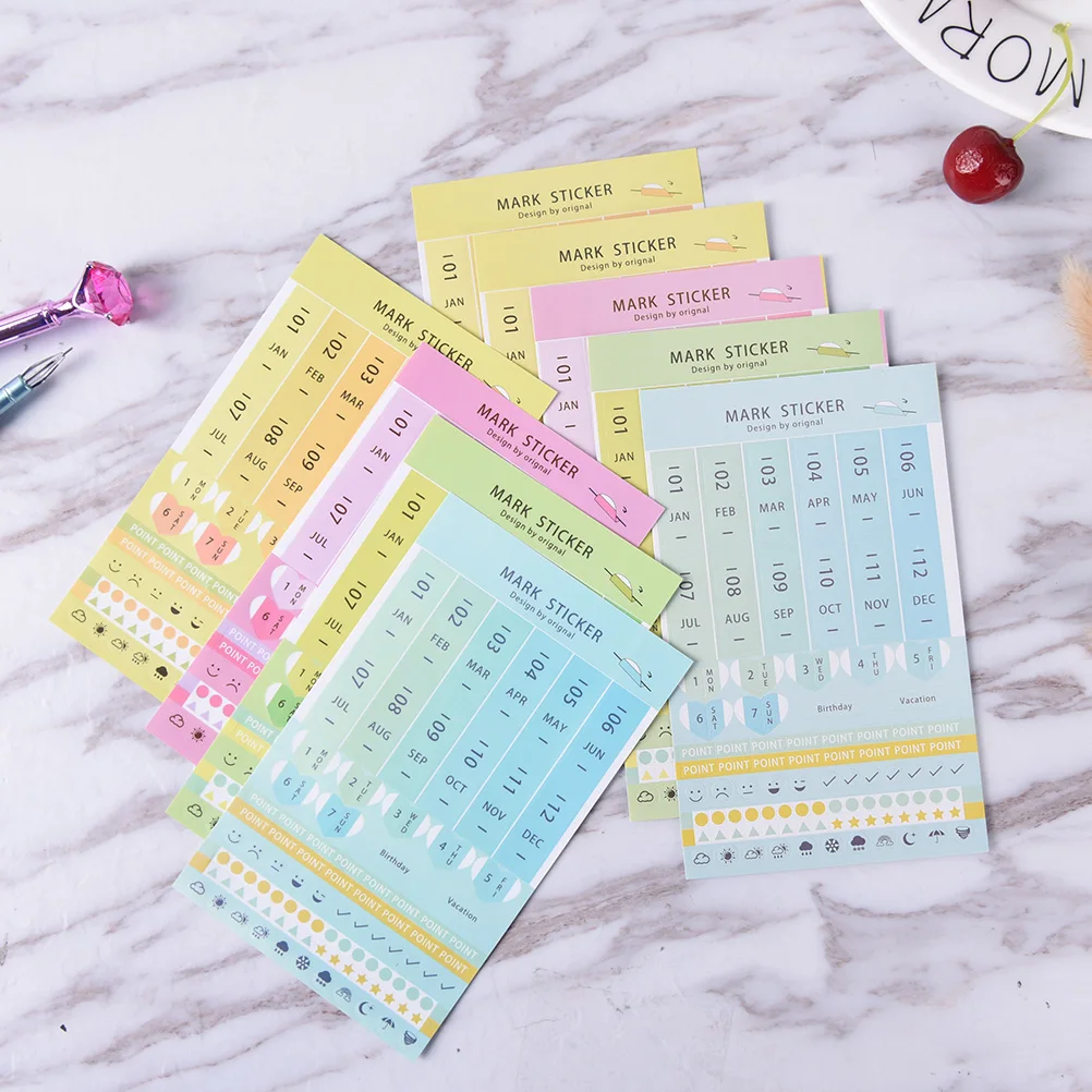 

8pcs/lot Rainbow Color Diary Sticker Month Plan DIY Decorative Sticker Diy Paper Sticker Student Stationery Stickers