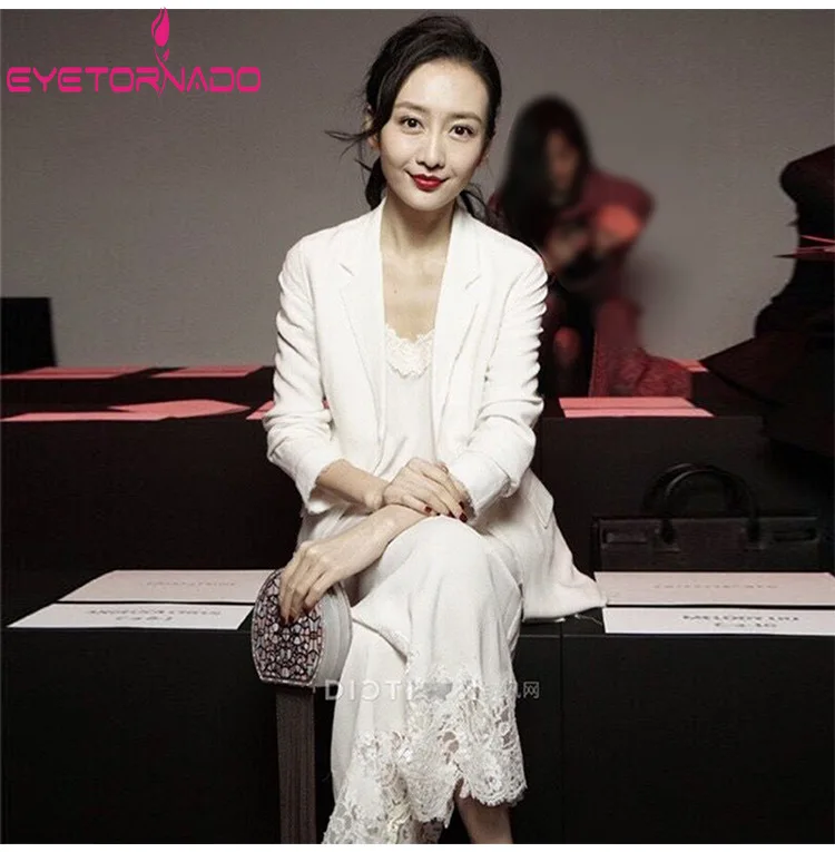 2019 женщин 2 шт брюки набор однобортный короткий белый пиджак куртка длинный