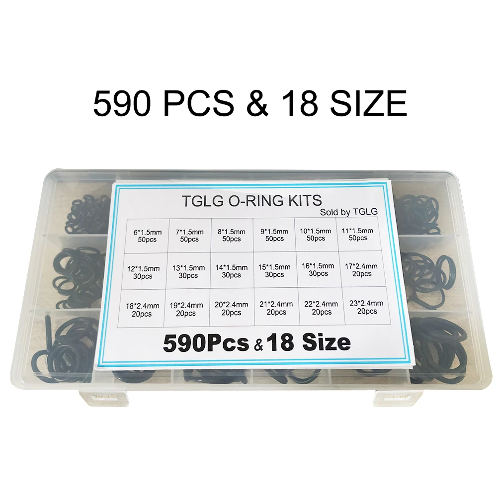 590 Единиц (18 Размеров) Толщина 1.5мм 2.4мм Уплотнительное кольцо из нитрилового каучука NBR O-Ring Набор наборов шайбы прокладки.