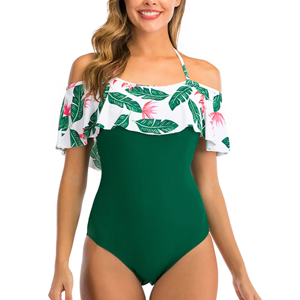 2020 новый цветочный Цельный купальник с принтом женский подкладкой бандажный