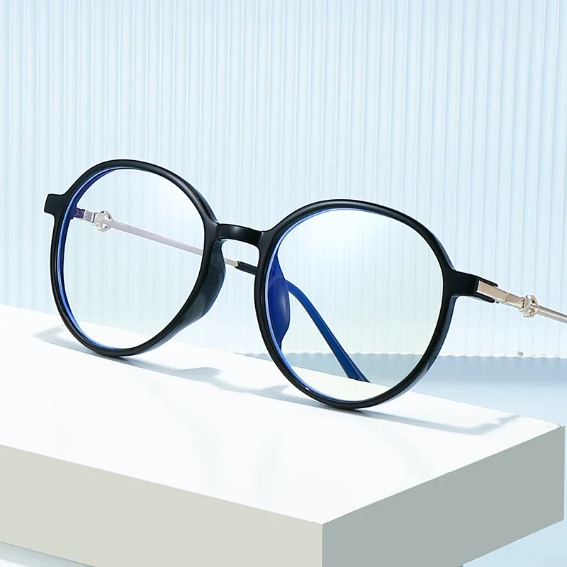 

New Anti Blue Light Blocking Women Reading Glasses Metal Round Transparent Optical Eyglasses Magnify Spectacles +1.0 to +4.0