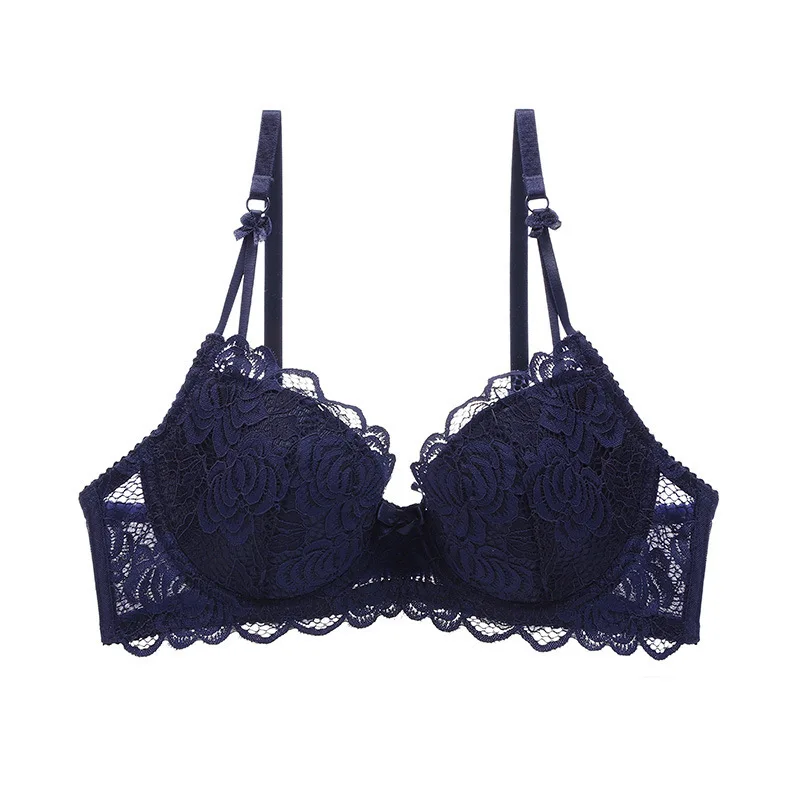 

American Sexy Lace Lingerie Thin Cotton Cup Gathering Bra Big Chest Show Small-large Size Bra Push Up Bra Bra Plus Size