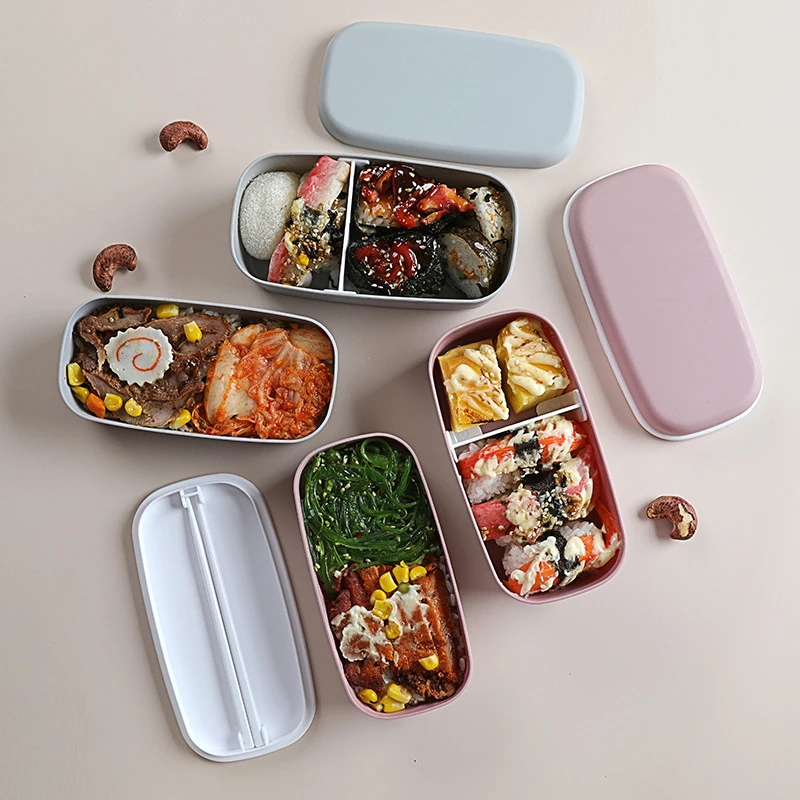 

1PCS 900ml Healthy Material Lunch Box 2 Layer Wheat Straw Bento Boxes Fresh-keeping Box Microwave Tableware Lunch Box Tableware