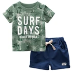 Комплект летней детской одежды BINIDUCKLING для мальчиков, футболка с коротким рукавом и принтом кокосовой пальмы, шорты, одежда для малышей, детская одежда