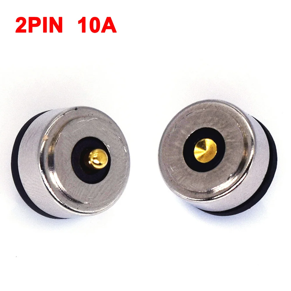 

2pin round 10A high current magnet suction spring pogo pin connector, male and female probe DC power charging magnetic connector