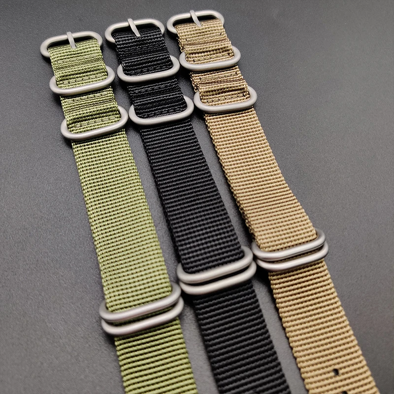 nylon straps 20mm 22mm Nylon Watch Band Strap Zulu strap watch strap ring buckle 280mm Watchband Steel diving strap