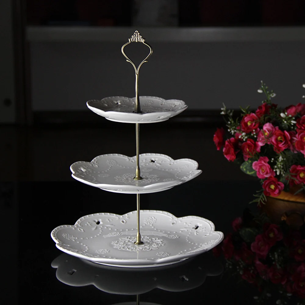 

3-Tier Sturdy Cake Plate Stand Cupcake Tray Handle Fittings Hardware Display Rack Party Cake Decorating Tools Zinc Alloy