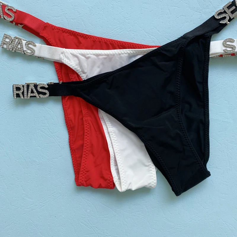 Стразы женские трусики стринги Брендовое дизайнерское нижнее белье сексуальные
