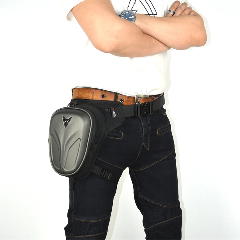 Norbinus Oxford Drop Leg Bag Motorcycle Riding Bag Outdoor Casual Waist Bag Fanny Pack Bag Motorbike Hard Shell Hip Belt Bag