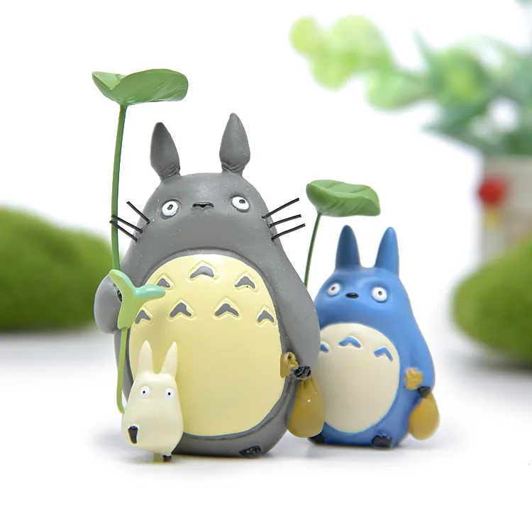 Ghibli Аниме Возьмите листья фигурки Тоторо Настольная лампа с орнаментом для