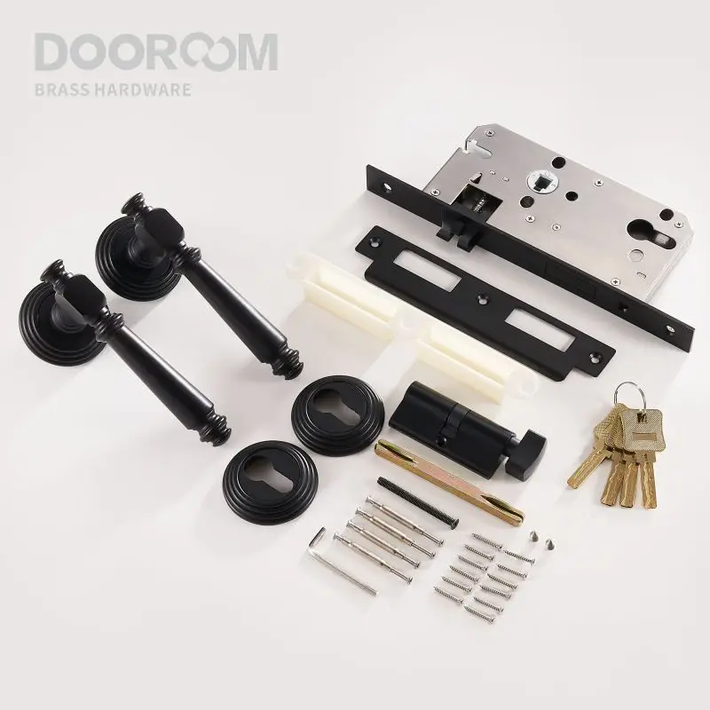 Dooroom латунный дверной замок набор современный черный Interiror спальня ванная