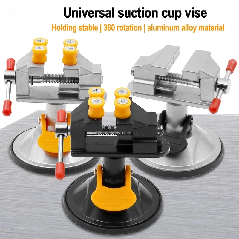 Adjustable Fixed Electric Small Table Bench Vise 360 ° Rotatable Grinder Rotary Hand Drill Suction Cup Fixed Frame Mini