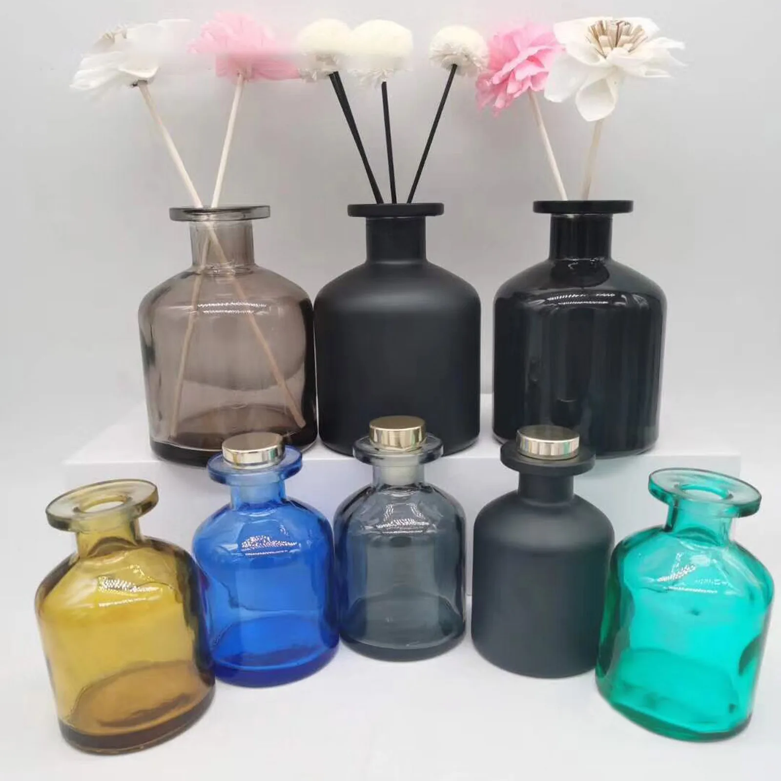 

50/100ml Fire-free Aroma Glass Bottle With Wooden Plug Perfume Essential Oil Bottles For DIY Home Decoration