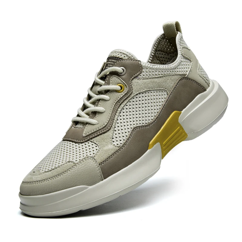 100% Genuine Leather Shoes Men Sneakers Male Cow Casual Fashion Man Breathable Mesh | Обувь