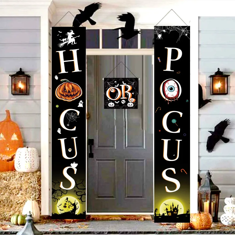 

Halloween Couplet Curtain Polyester Cloth Banner Flag Banner Holiday Decorations Pumpkin Halloween Flags