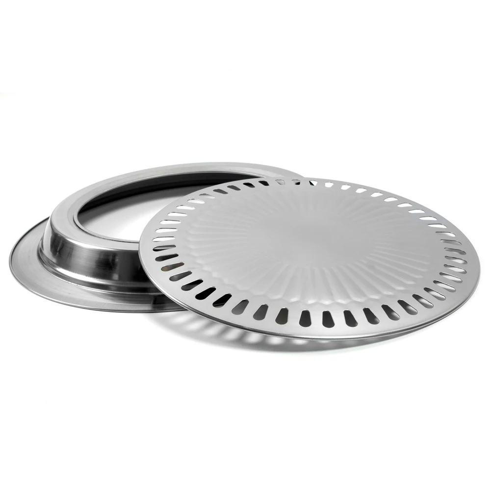 Roasting Smokeless Plate REUSEABLE Outdoor Picnic BBQ Grill Tray Indoor Camping House Stainless Steel Non Stick | Дом и сад