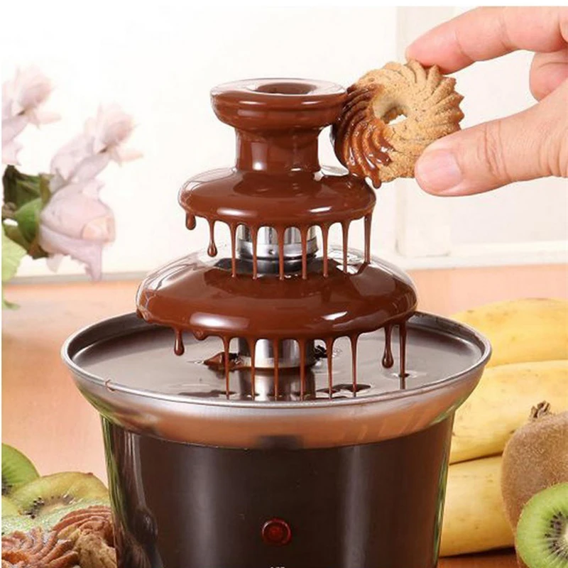 

Wholesale Mini 3 Tiers Chocolate Fondue Fountain Easy To Assemble Perfect For Nacho Cheese BBQ Sauce Ranch Liqueuers ED889
