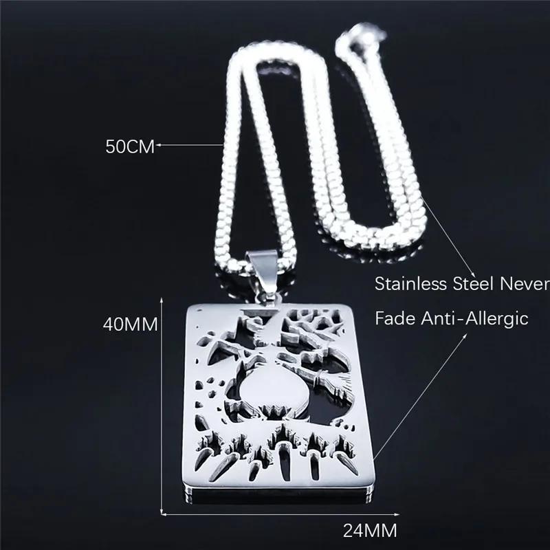 

Tarot Burning Witch Witchcraft Stainless Steel Necklaces for Women/Men Silver Color Necklace Jewelry accesorios mujer N4363S03