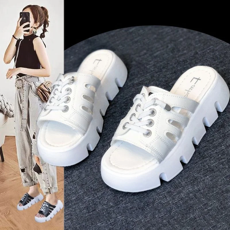 

Sandals women 2021 summer new style straps thick-soled high-rise slippers foam runner comfortable shoes woman slippers sandale
