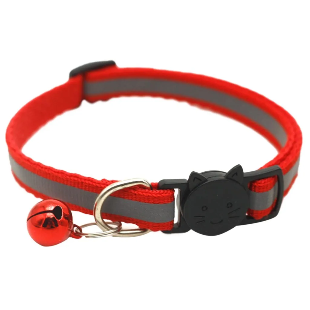 6pc Reflective Cat Collars Safety Quick Release With Bell- Adjustable 19-32cm Red Black Light Green Yellow Rose Sapphire Blue | Дом и сад