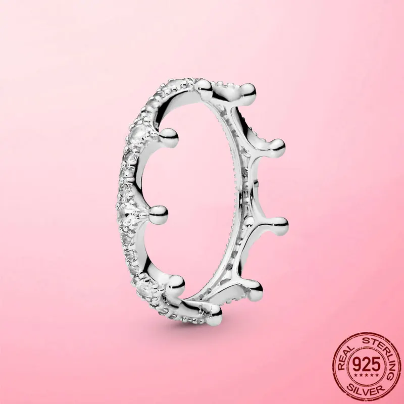 Палец кольцо 925 стерлингового серебра Прозрачный блестящий женские кольца для