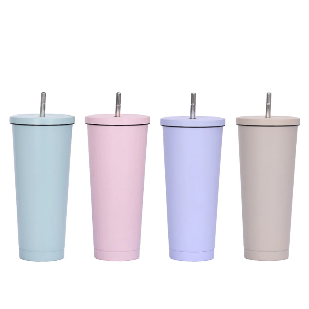 

750ml/25oz Double Vacuum Travel Mug Stainless Steel with Straw and Cover Car Coffee Cup BPA Free Leak Proof Coffee Cup