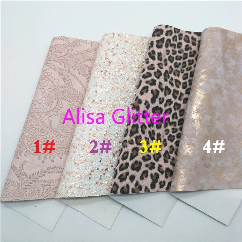 Блестящая бежевая ткань Alisa размера A4 21 х29 см из искусственной кожи с леопардовым