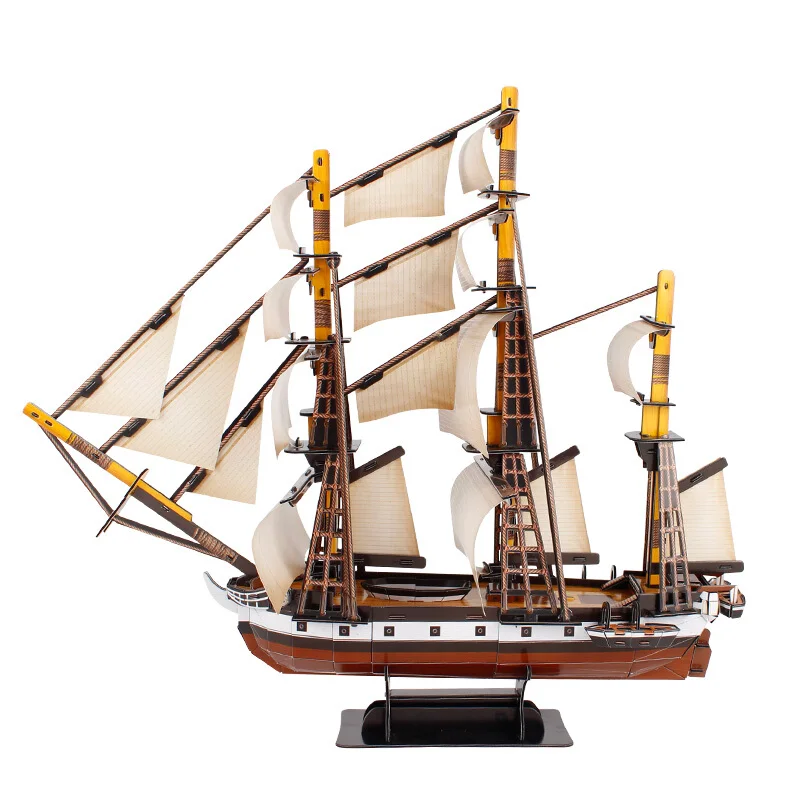 

No-glue Pre-cut British HMS Beagle Ship Sailboat 3D Paper Model Puzzle DIY Assembly Handmade Teens Child Craft Toys MC-T4027h
