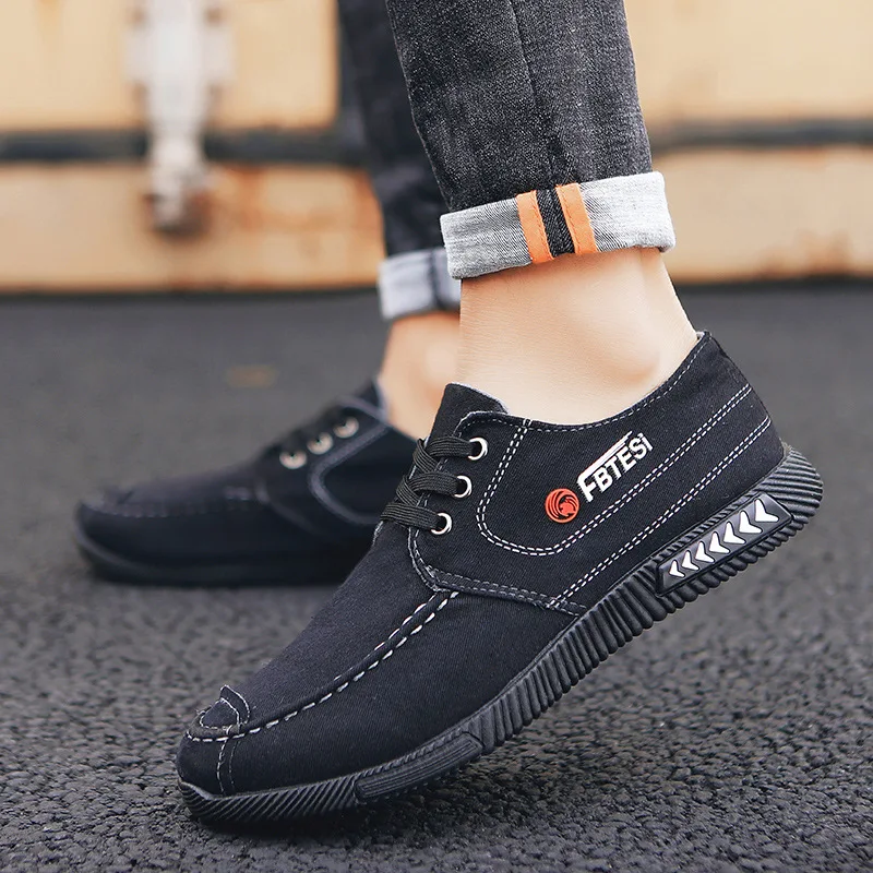 

New Retro Washed Denim Lace-up Canvas Shoes Breathable Cloth Shoes Black Casual Men's Shoes Comfort Driving Shoes Loafers