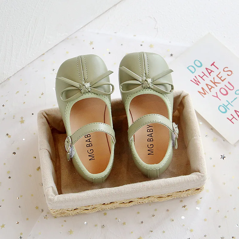 

Girls Bow Princess Shoes Children's Fashion Single Shoes Baby Toddler All-match Soft Sole Small Leather Shoes Girls Casual Shoes