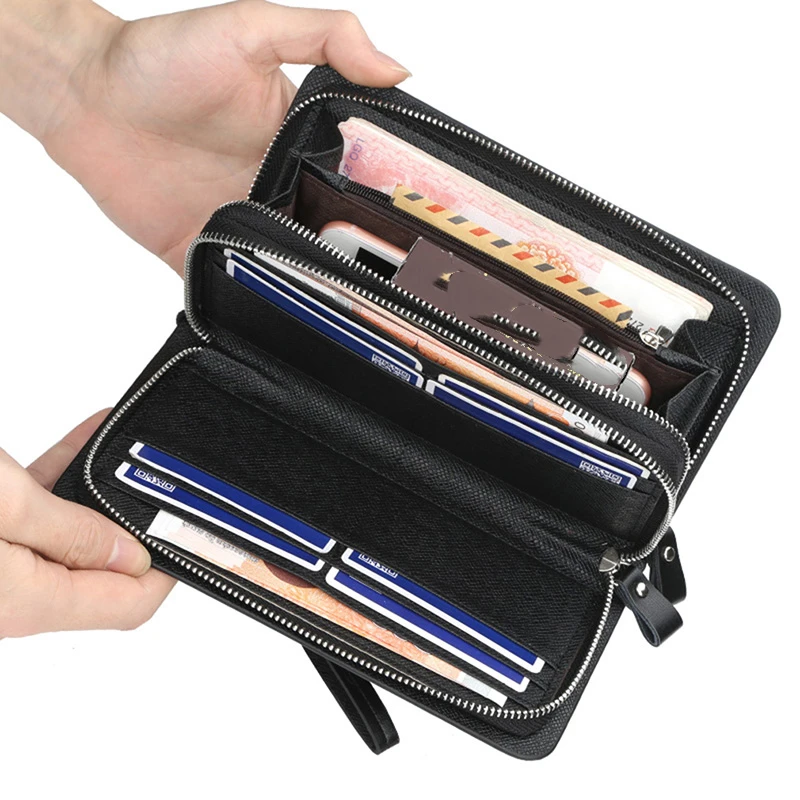 

Luxury Brand Men Wallets Long Clutch Purse Large Capacity Zippers Wallet Male PU Leather Wallet Men Business Wallet