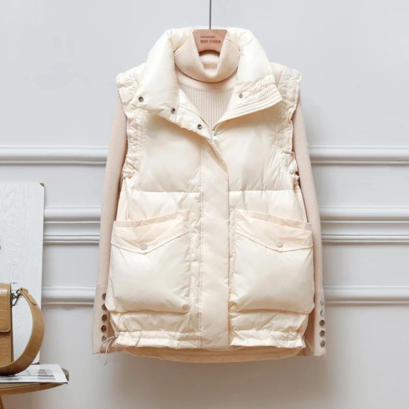 2023 Winter Duck Down Vest Women Ultra Light Oversize Waistcoat Autumn Casual Short Women's Sleeveless Jacket Female Parkas New