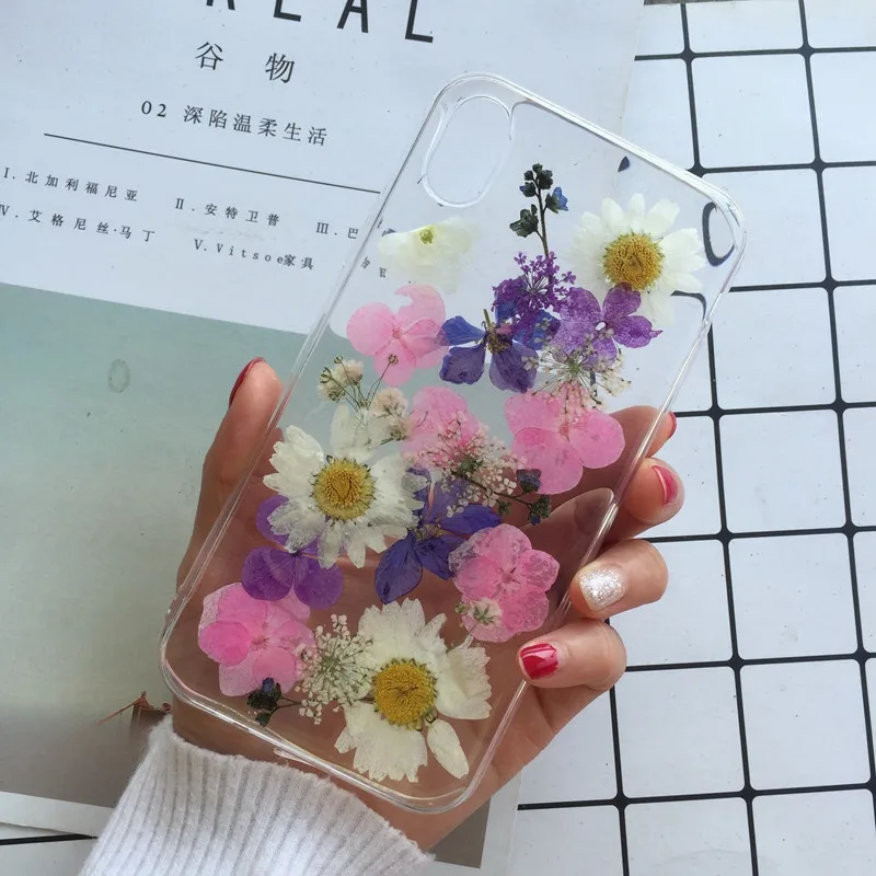 T3 Tfshining настоящий прессованный высушенный чехол с цветами для iphone 11 11pro max X XR Xs max 6 6s 7 8 plus, прозрачный чехол, блестящий девчачий чехол - Цвет: T3