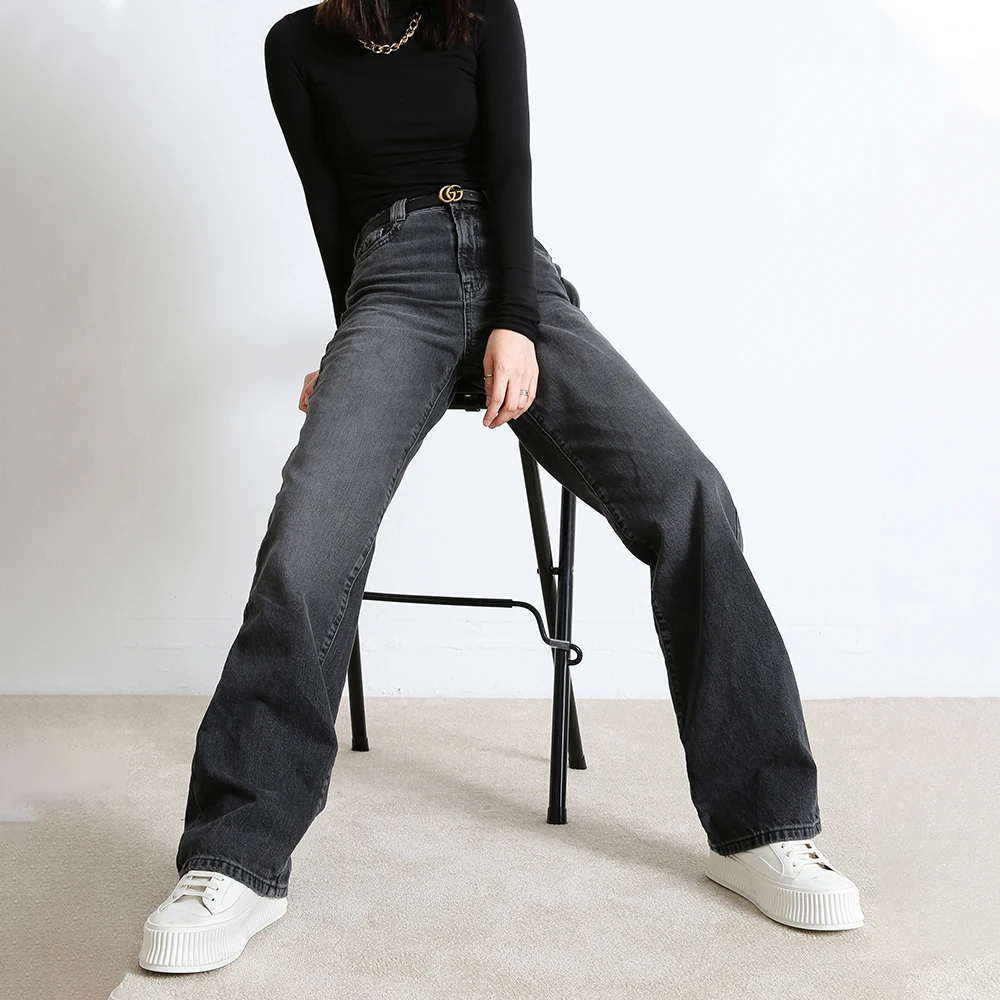 

Women's Casual Denim Pants High Waisted Wide Leg Jeans 2020 Autumn Winter Tall Instantly Slims Relaxed Fit Straight Leg Jean