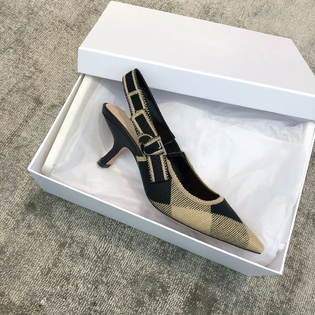 

Prowow Women Fashion Color Block Embroidered Pumps Ladies Designer Brand Sandals Sheepskin Insoles Pointed Toe High Heels Shoes