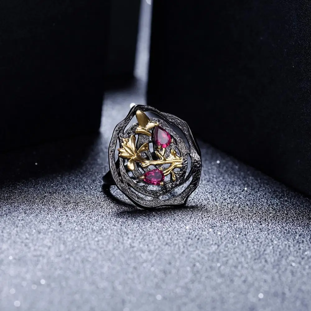 Женское кольцо из драгоценного камня регулируемое ручной работы натурального