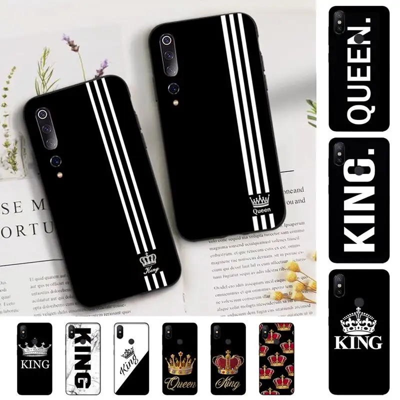 

FHNBLJ Crown QUEEN & KING Couples Phone Case for Xiaomi mi 9 8 10 5 6 lite F1 SE Max 3 2 mix 2s