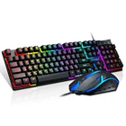Проводная клавиатура и мышь gaming, эргономичная клавиатура с RGB-подсветкой, бесшумная, подходит для ПК и ноутбука