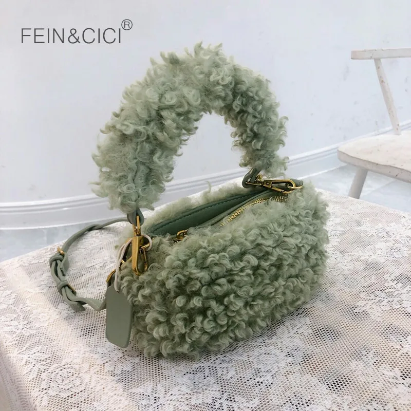 Меховая сумка для женщин женская Милая зимняя теплая меховая мессенджер через