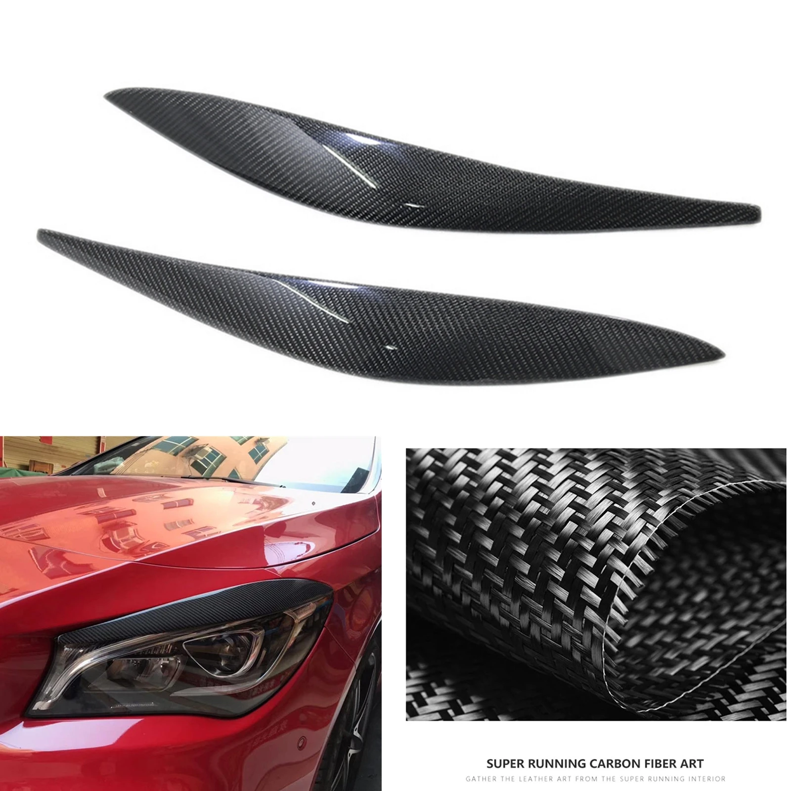 

Front Head Light Lamp Cover Trim For Mercedes-Benz CLA200 CLA220 CLA260 2013-2019 Headlight Eyebrow Headlamp Eyelid Carbon Fiber