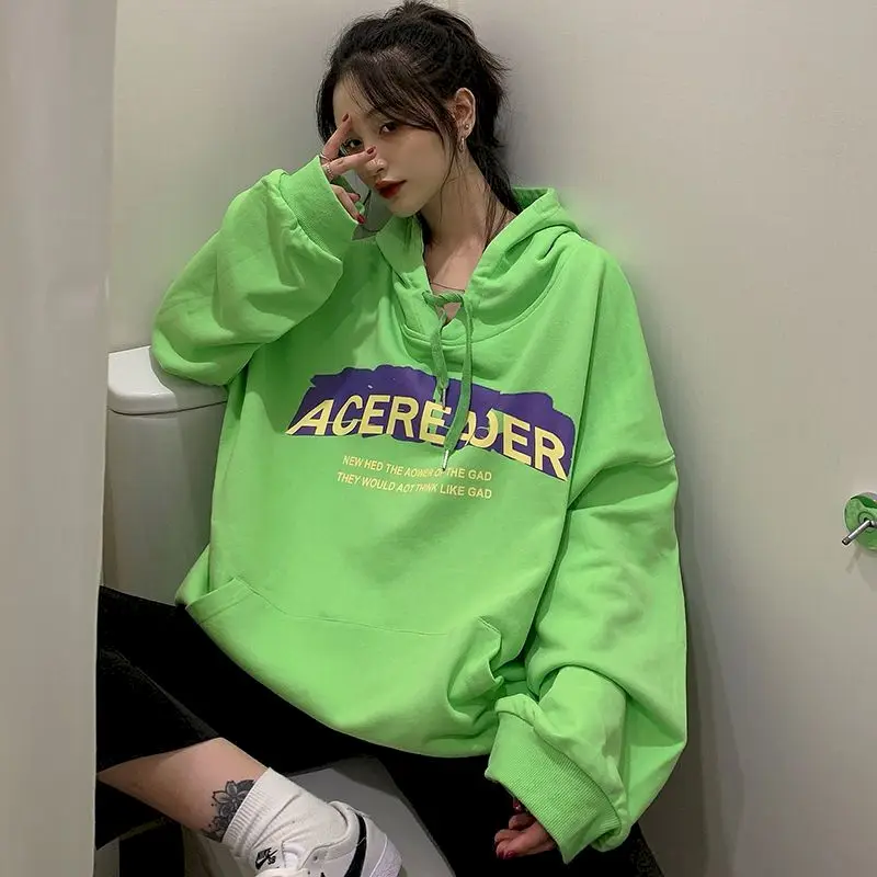 

Толстовки с капюшоном для женщин, большие размеры, зима-осень, Академия, панк, готтик, Свободные корейские, Харадзюку, гранж, мужские